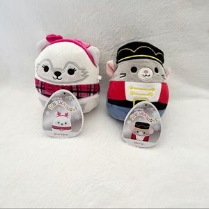 Squishmallows Murray and Gracelynn 5” Stuffed Plush - Nutcracker Mouse White Fox